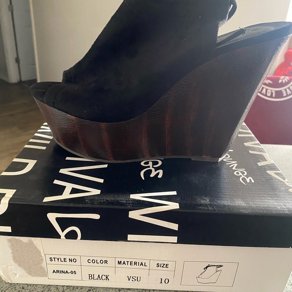 Black Wedge Sandals